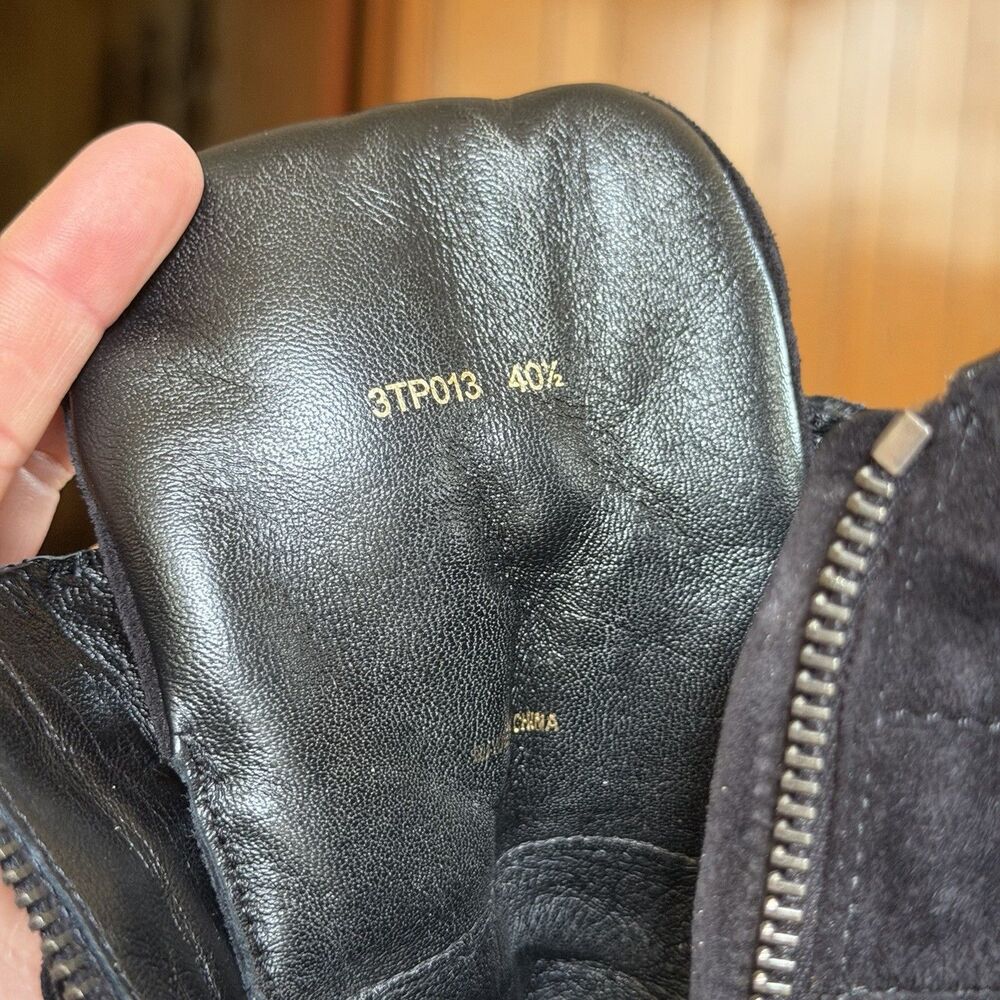 Vintage Prada Moto Boots Black Suede Buckle Strap Lug Sole Women Eu 40.5 - Picture 11 of 16